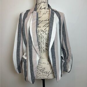 Venus Striped Blazer Gray White Pink size 8